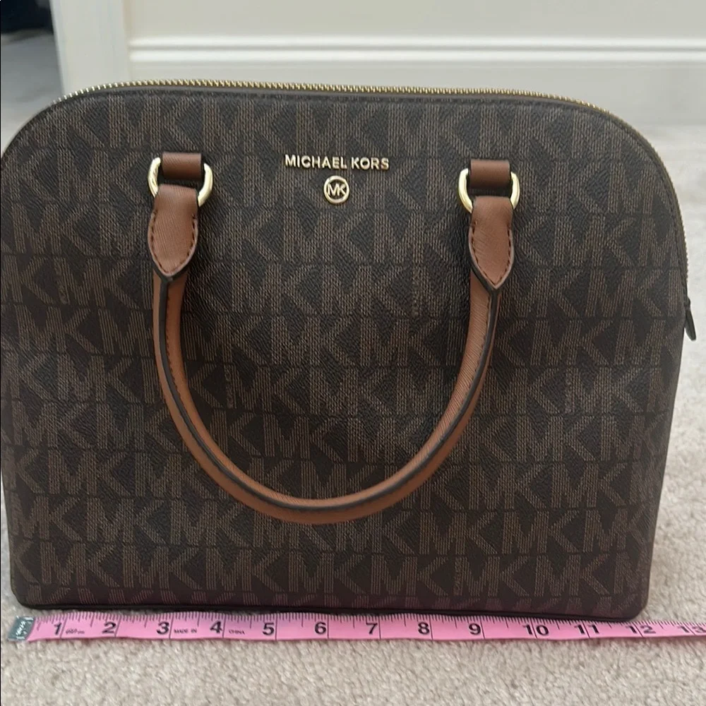 Michael KORS Signature Logo Brown Handbag Tote - Picture 2 of 9